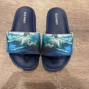 Old Navy Boys Shark Slide Sandals Size 10-11